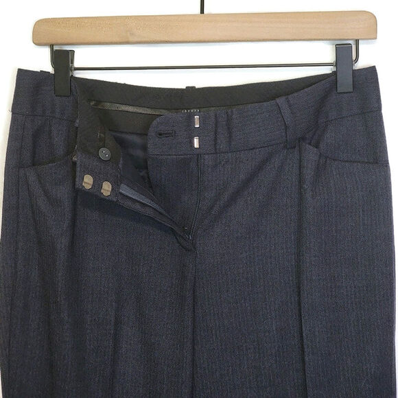 Theory Wool Blend Mid Rise Slim Bootcut Navy Blue Trouser Pant Size 4 - Picture 4 of 16